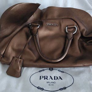 Prada Bronze/Brown Leather Handbag